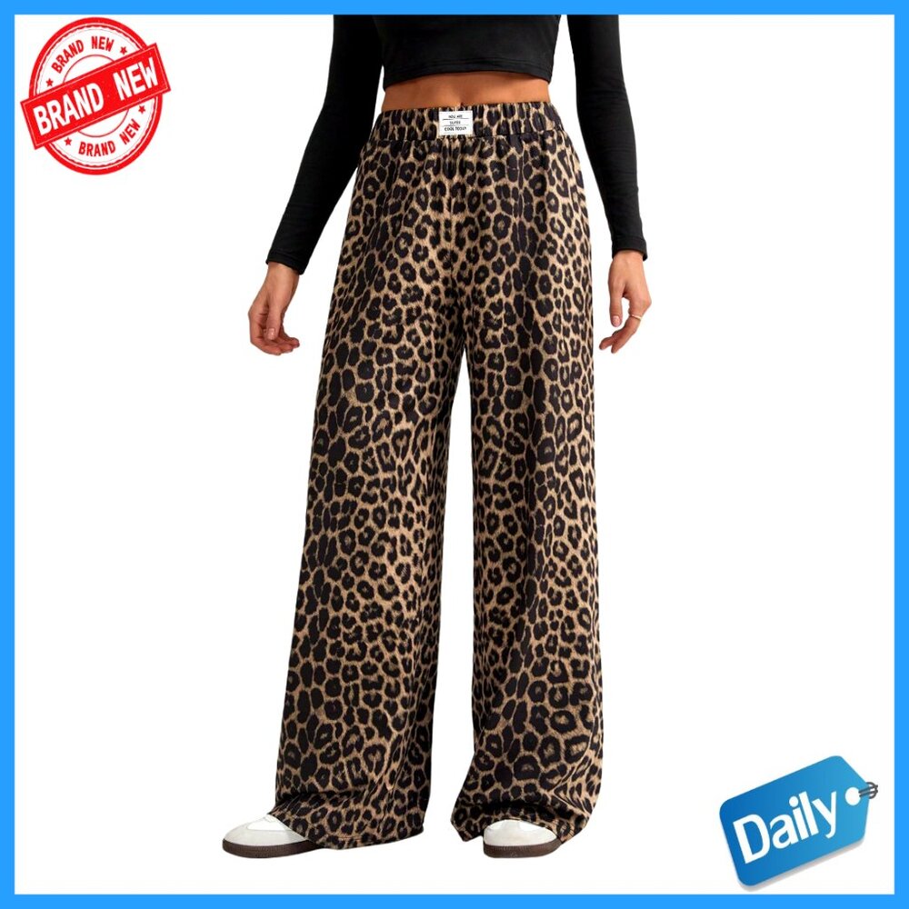 Polyester Wide Leg Sweatpants High Waisted Elastic Casual Wear